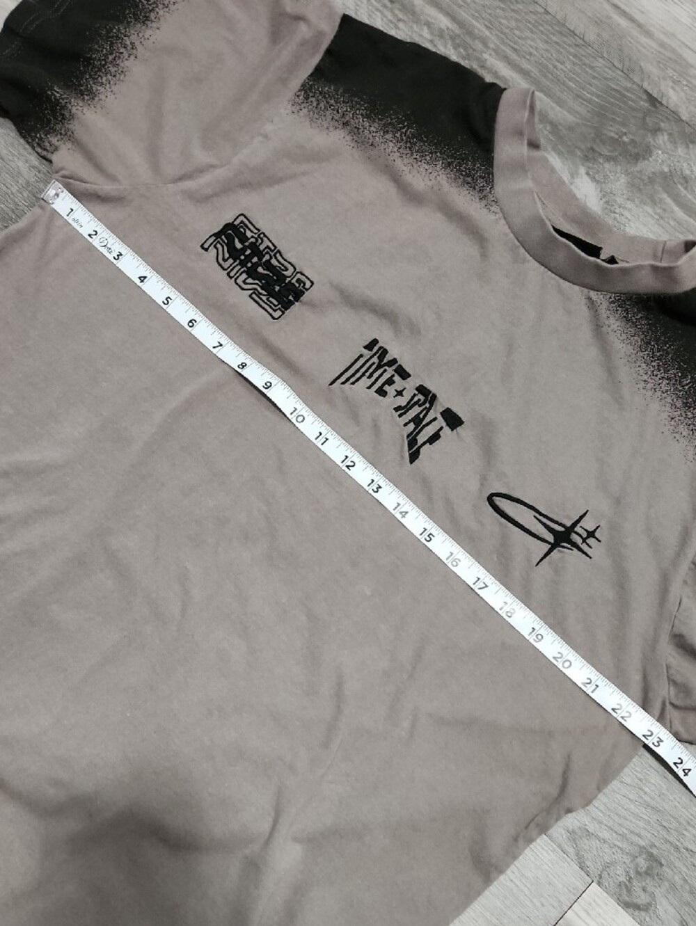 Time + Space Short-Sleeve Crew Tee in Taupe with Black Embroidered Accents 2XL - Picture 8 of 13